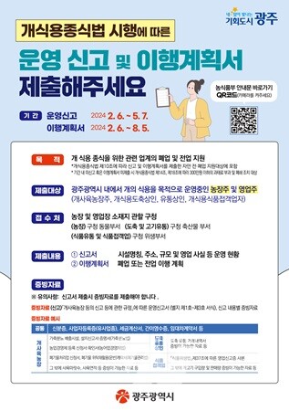 광주시, 5월7일까지 ‘개식용 업종’ 운영신고