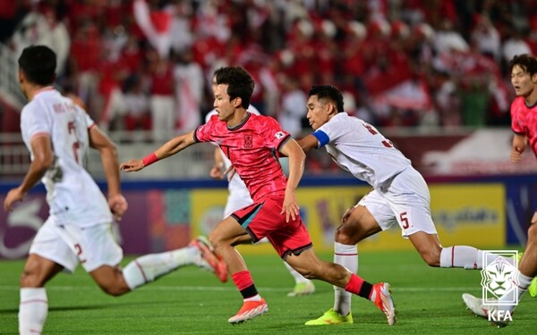 26일 인도네시아와 맞붙은 우리나가 U-23 축구대표팀이 승부차기까지 가는 혈투 끝에 11-12로 졌다. [사진=대한축구협회]