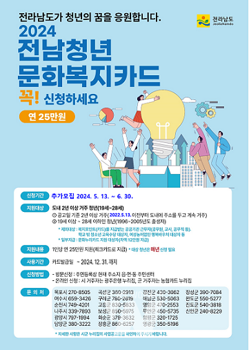 전남청년 문화복지카드 추가모집 홍보포스터
