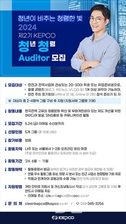 한전 감사실, 청렴문화 확산을 위한 '2024 KEPCO 청년 청렴 Auditor' 공모