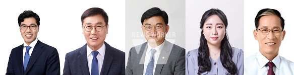 (왼쪽부터)윤영일·정재봉·공병철·강한솔·국강현 의원