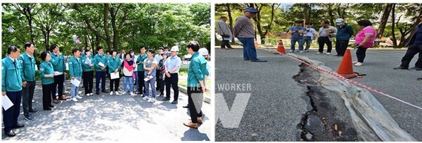 서구 금호동 아파트 지반침하 현장방문 활동 (사진=광주 서구의회 제공)