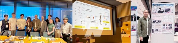MIT 오프라인 방문 및 교류 활동: (왼쪽부터) 2021년 MIT 방문 시 촉각 센서 제작 작업, 2022년 멀티모달 기반 웨어러블 센서 데이터 세트 수집, 2023년 공동연구 논의 장면ICRA 워크숍 개최: (왼쪽부터) GIST-MIT 협력 연구팀 사진, GIST 연구진의 초청강연(invited talks) 프레젠테이션 사진, GIST 연구진 포스터 세션 발표 사진GIST-MIT팀의 공동 연구 성과: (왼쪽부터) 자율주행차량 설명 시스템 개요도, 배드민턴 데이터 세트 센서 사진, 신체 트레이닝 멀티모달 피드백 시스템