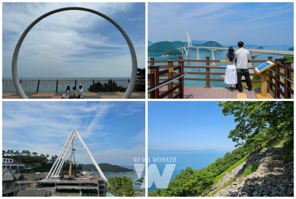 (상단 왼쪽부터 시계방향) 향일암 일출광장, 조발도쉼터, 개도 사람길, 예술랜드 대관람차
