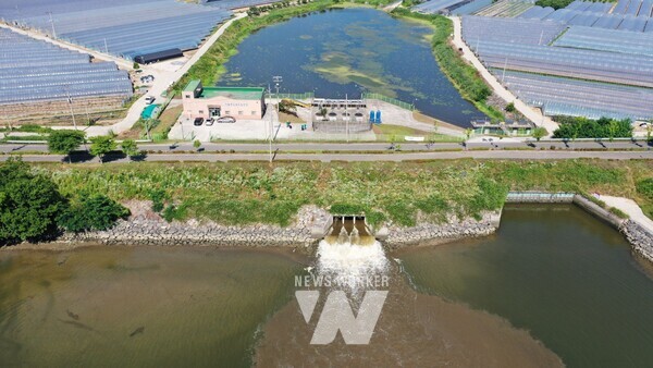 광양시, 배수펌프장 비상 가동 훈련 실시 - 중도펌프 가동중