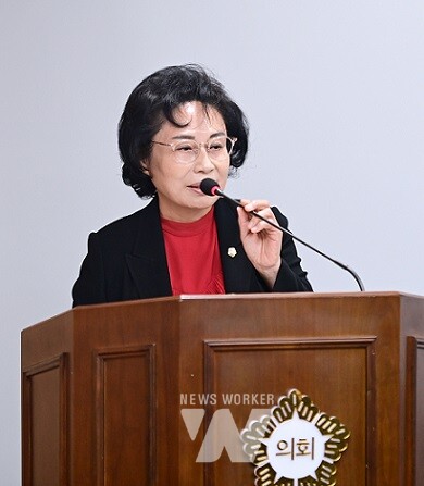 광주 서구의회 고경애 의원이 제322회 정례회 중 상임위원회에서 발언하고 있다. (사진 = 고경애 의원 제공)