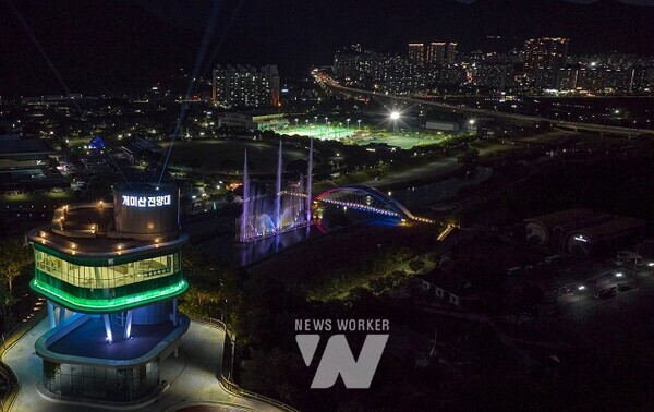 화순 개미산 전망대와 화순천 꽃강길 음악분수 야경