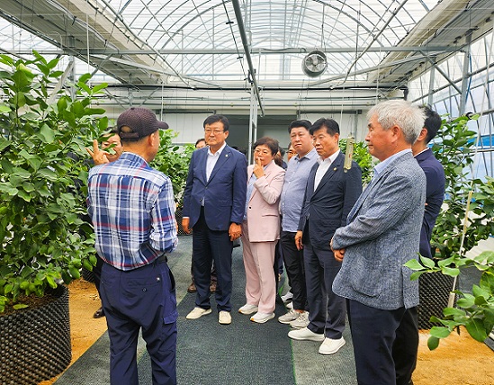 지난 18일, 전라남도의회 농수산위원회 위원들이 장성군 레몬 재배단지를 방문했다.