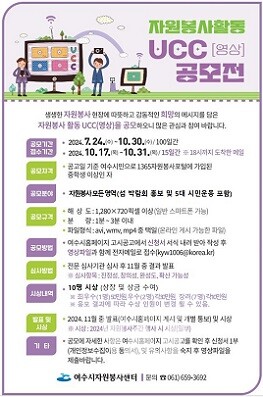 여수시, ‘자원봉사활동 UCC(영상) 공모전’ 개최