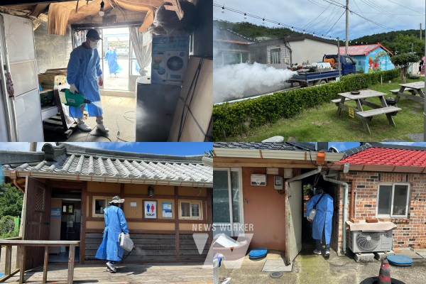 진도군, 침수 주택 방역소독 실시