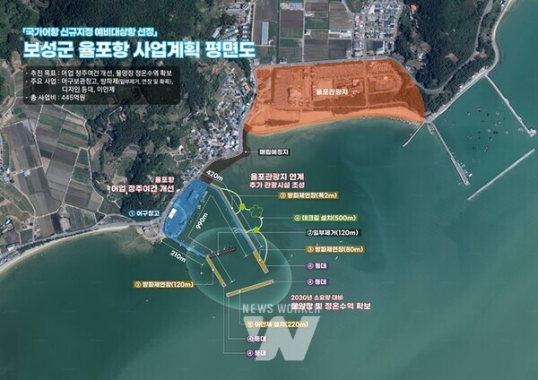 국가어항 신규지정 예비대상항 사업계획 평면도- 보성 율포항