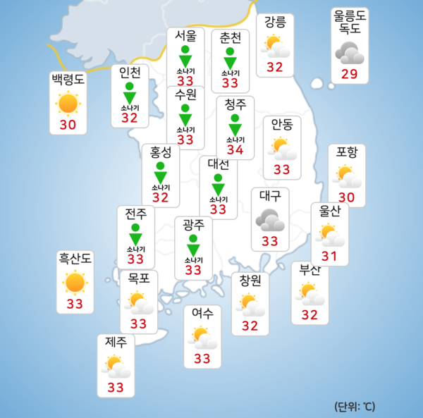 일요일도 전국적으로 폭염이 이어지겠다. [사진=기상청]