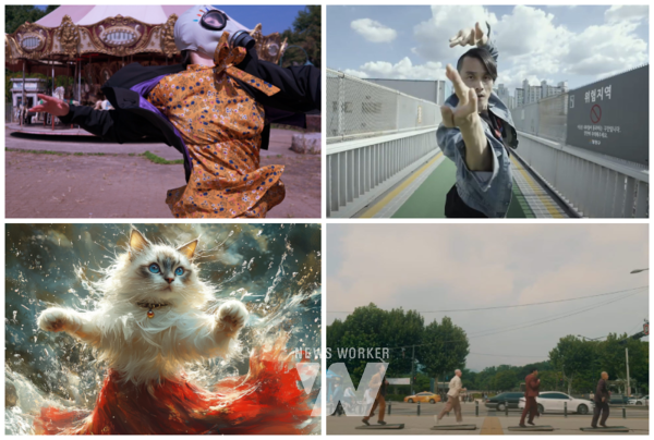 (왼쪽상단부터 시계방향)다크서클즈 컨템포러리댄스의 《foggy하지마》, 현대무용협동조합 쿱 코다의 《당신은 안녕하십니까》, 멜랑콜리 댄스컴퍼니의 《서울을 달리다》, 감성놀이터의 《Pina’s Dance》