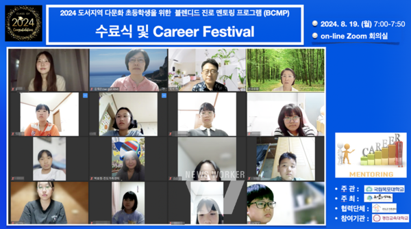 국립목포대학교(총장 송하철) 도서문화연구원은 다문화 초등학생 고학년을 대상으로 한 진로멘토링 사업의 수료식을 포함한 ‘Career Festival’을 지난 19일(월) 오후 7시에 온라인으로 실시했다
