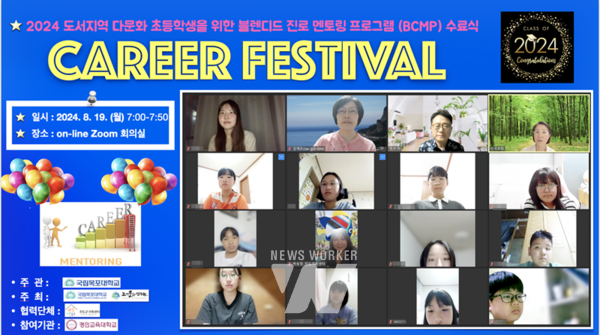 국립목포대학교(총장 송하철) 도서문화연구원은 다문화 초등학생 고학년을 대상으로 한 진로멘토링 사업의 수료식을 포함한 ‘Career Festival’을 지난 19일(월) 오후 7시에 온라인으로 실시했다