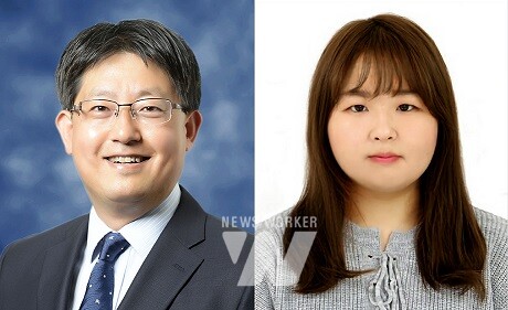 왼쪽부터 신소재공학부 권인찬 교수, 박현선 통합과정 학생