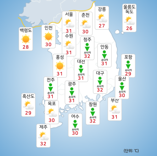7일 일부 지역에 소나기가 내리겠다. [사진=기상청]