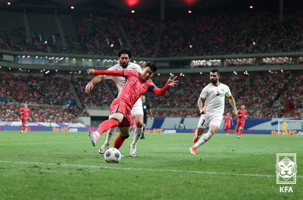 5일 팔레스타인전에 선발 출전한 손흥민 [사진=대한축구협회 공식 홈페이지]