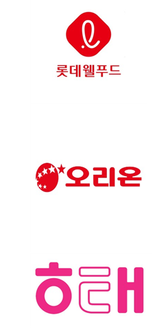 롯데웰푸드, 오리온, 해태 [사진=롯데웰푸드, 오리온, 해태제과 로고]