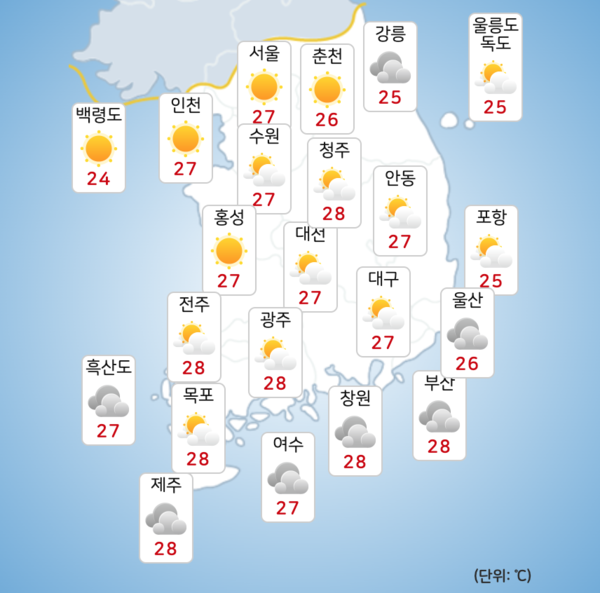 일교차가 최고 15도 벌어지는 날씨가 당분간 이어지겠다. [사진=기상청]