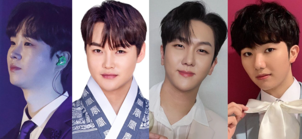 TV조선 '미스터트롯3' 경쟁작 MBN '현역가왕2'에 출연할 것으로 점쳐지는 가수 송민준, 박서진, 김수찬, 남승민(왼쪽부터) [사진=송민준·박서진·김수찬·남승민 인스타그램]