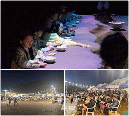 미디어 고흥 다도를 즐기는 관람객, 분청 야시장을 즐기는 모습, 분청야시장을 방문한 관람객