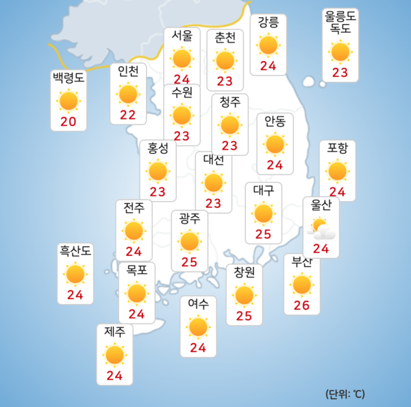 11일 전국이 맑고 일교차가 크게 벌어지겠다. [사진=기상청]