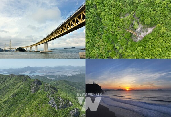 당신의 가을, 고흥에서 아름다운 사진으로 담아내세요 (왼쪽 상단부터 거금대교, 거금생태숲, 팔영산, 남열해돋이해수욕장)