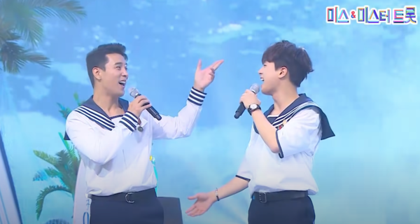 '미스터트롯' 톱6 장민호와 이찬원의 화음이 돋보인 '바다새' [사진=미스 앤 미스터 트롯]