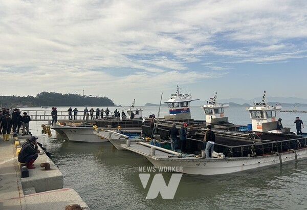 해남 물김 위판 화산 구성항