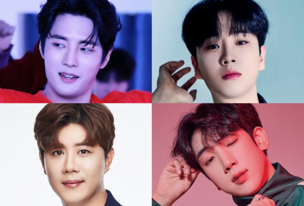 '현역가왕2'에서 격돌하는 김중연과 송민준, 최수호, 진해성(사진 위 왼쪽부터 시계방향) [사진=KDH엔터테인먼트·김중연·송민준·최수호 인스타그램]