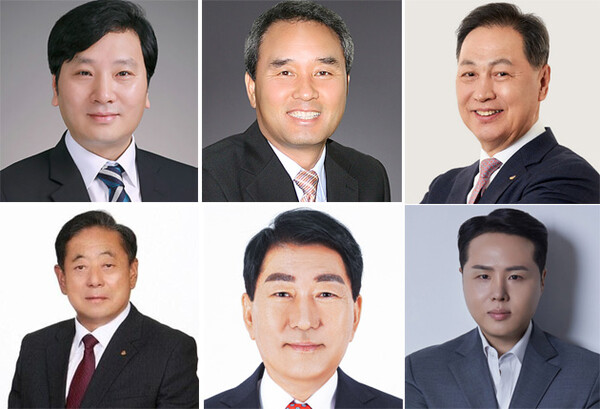 사진 좌측부터 박창범 전 대한우슈협회장, 강신욱 단국대 명예교수, 강태선 서울시체육회장, 김용주 전 강원도체육회 사무처장, 안상수 전 인천시장, 오주영 대한세팍타크로협회장