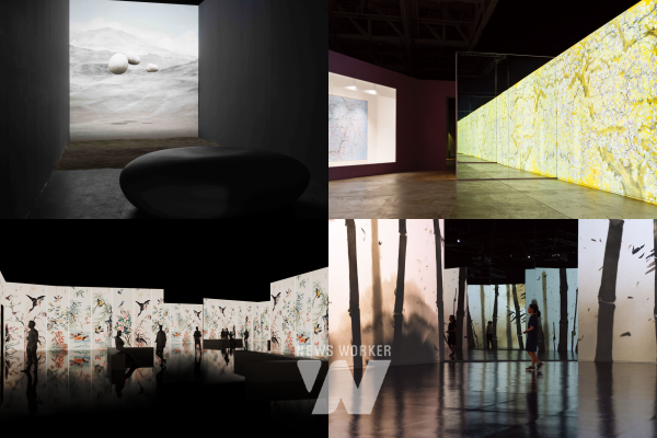 상단위 왼쪽부터 시계방향)고휘_잔향,허달재_매화,김규진_묵죽, 풍죽,이용우_화조 8곡병