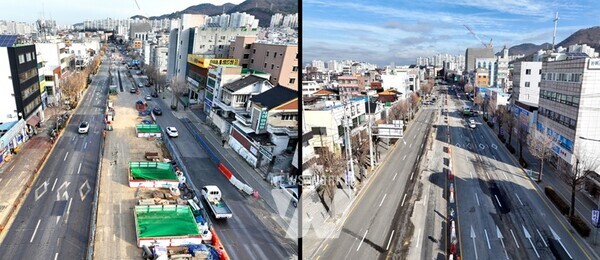 도시철도2호선 건설사업 1단계구간 교통개방(전후)