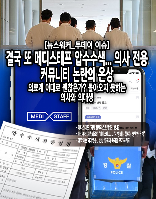 서민위는 고발장을 통해 “메디스태프 측은 의사 블랙리스트 게시글 외에도 근무하는 전공의, 전임의, 의대생 등을 특정 짓는 명예훼손 글이 수시로 올라와도 이에 대한 신속한 조치보다는 오히려 보안 조치를 통해 불법 게시물 작성자를 보호하는 데 혈안이 됐다”라며 지적했다. 이어 “의사 블랙리스트를 작성한 용의자가 특정된 이후 보안 패치를 통해 글 작성 72시간 후 작성자 정보를 자동 삭제하는 조치를 했다”라고 주장하며...[본문 중에서]