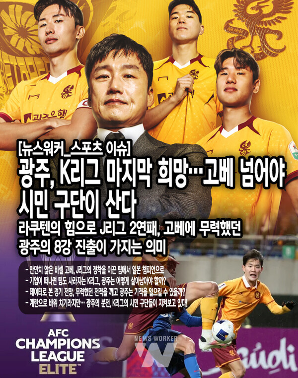 현재 K리그에서 시민 구단으로 운영되는 팀들은 여러 개가 있지만, 기업 후원이 거의 없는 순수 시민 구단은 단 6개뿐이다. K리그1에서는 광주 FC, 강원 FC, 수원 FC가, K리그2에서는 안산 그리너스, FC 안양, 경남 FC가 이에 해당한다. 광주는 기업 후원이 거의 없는 순수 시민 구단 중 하나로...[본문 중에서]