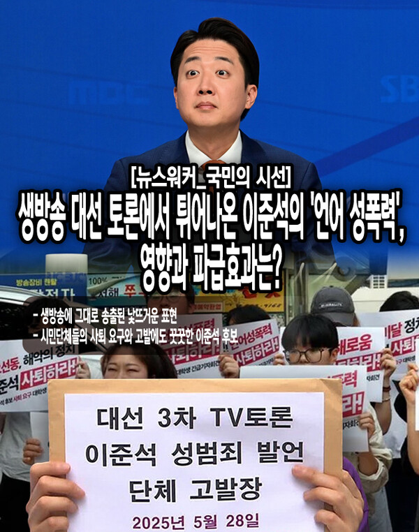 광주 시민단체들도 공동 성명을 통해 이준석 후보를 여성혐오 정치인으로 규정하며 즉각 사퇴하라는 메시지를 냈다. 실제로 자녀들과 토론을 시청하다가 딸이 충격을 받고 방으로 들어갔다는 사연을 전한 누리꾼도 있으며, 초등학교 딸과 토론을 시청하다가 딸에게 이준석 후보의 말을 어떻게 설명해야 할지 난감했다는 누리꾼의 반응도...[본문 중에서]