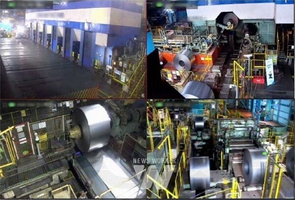 광양제철소가 개발한 냉연 자동속도제어 시스템이 냉간압연공정 입측에서 출측까지의 전 과정을 상시 모니터링하고 있다.