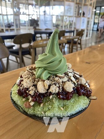 봇재 카페 메뉴 – 말차 팥빙수