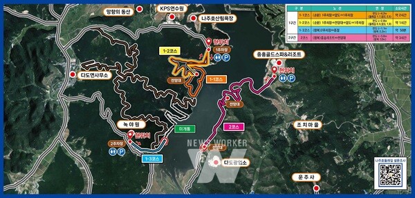 나주호 둘레길 일부 구간 개통 노선 안내도. (사진제공-나주시)