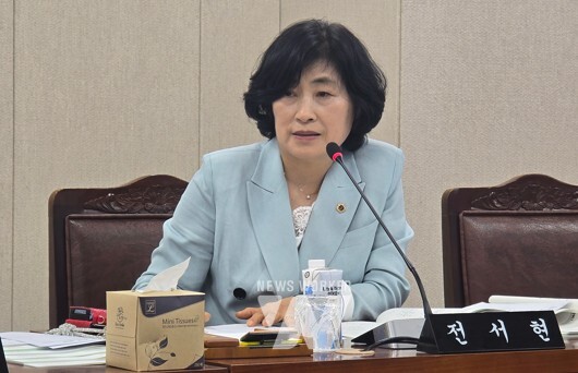 전서현 의원 자치경찰위원회 업무보고의 건 심사를 하고 있다