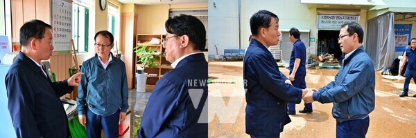 여영현 농협중앙회 상호금융 대표이사는 18일, 집중호우로 큰 피해를 입은 서창농협을 방문해 피해 상황을 점검하고 조합원과 임직원들을 위로했다