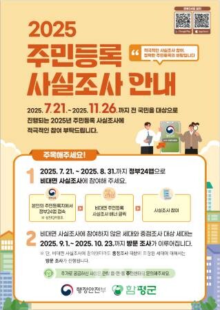 함평군, 2025년 주민등록 사실조사 실시