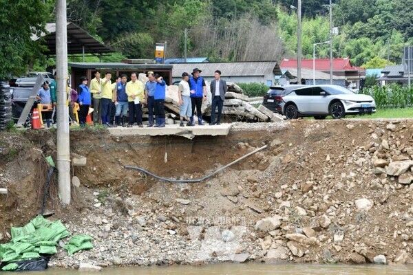 오례천 제방유실 이개호 국회의원 현장방문