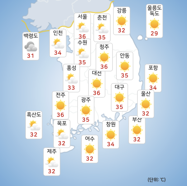 8월 1일도 전국적으로 폭염이 지속되겠다. [사진=기상청]