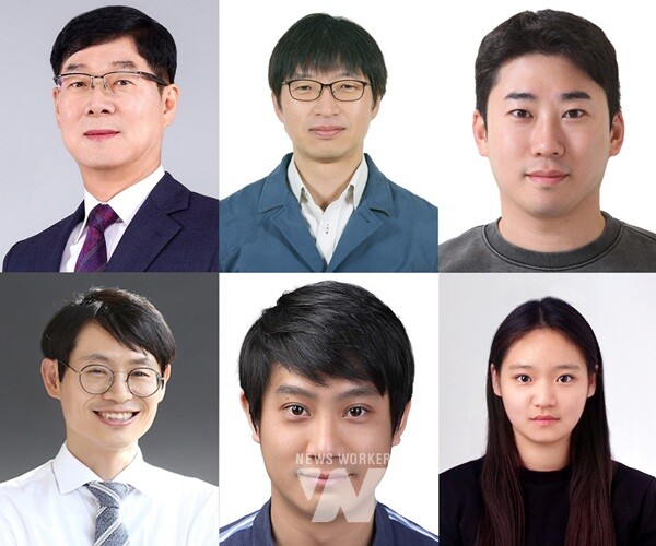 상단 왼쪽부터 시계 방향으로 GIST 이병하 교수, 고려대 최원식 교수, 고려대 윤태일 박사, GIST 임정묘 연구원, KAIST 고학석 박사, GIST 정의헌 교수