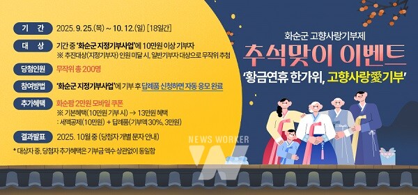 고향사랑기부제 ‘황금연휴 한가위, 고향사랑愛기부’ 이벤트 홍보 이미지