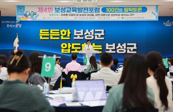 보성군, 제4회 보성교육발전 포럼 성공 개최_보성군은 지난 26일‘제4회 보성교육발전 포럼’에서 김철우 보성군수가 인사말을 전하고 있다.
