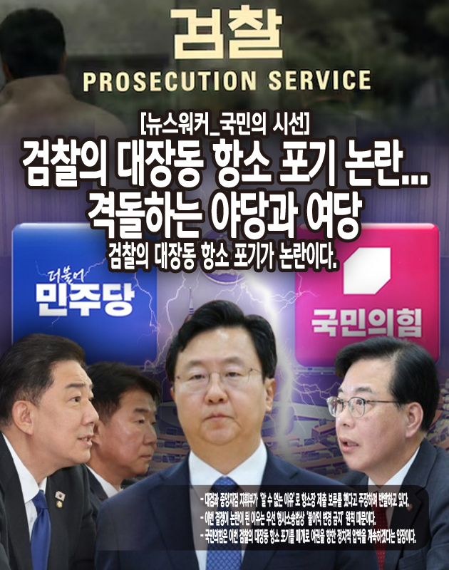 김병기 원내대표는 이번 검찰 수뇌부의 결정 배경을 특수 수사에서 반복되는 높은 무죄율과 무리한 수사 논란에 있다고 봤다. 오히려 무분별한 항소를 자제한 이번 결정이야말로 국민 앞에 최소한 양심을 지킨 행위로 추켜세웠다. 이와 함께 이번 결정에 반발하는 검찰 내부 세력을 향해 ‘친윤 정치검찰’이라고 비판하며 김건희 씨 기소 포기를 소환했다. 그러면서 법무부는 즉시 감찰에 나서라고...[본문 중에서]
