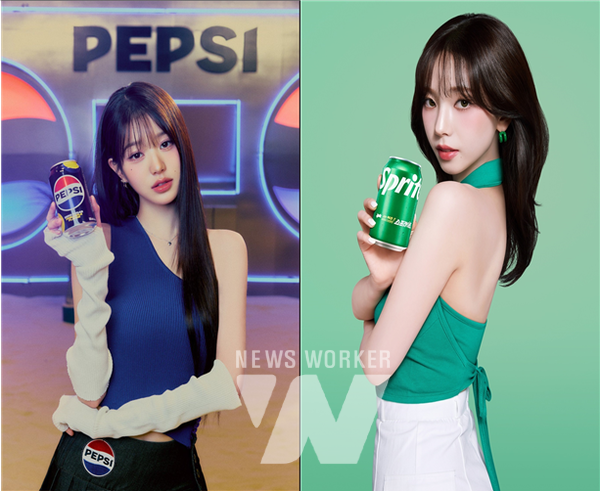 펩시 제로콜라 광고모델 아이브 장원영(좌), 스프라이트 광고모델 에스파 카리나(우) [사진=양사 제공]